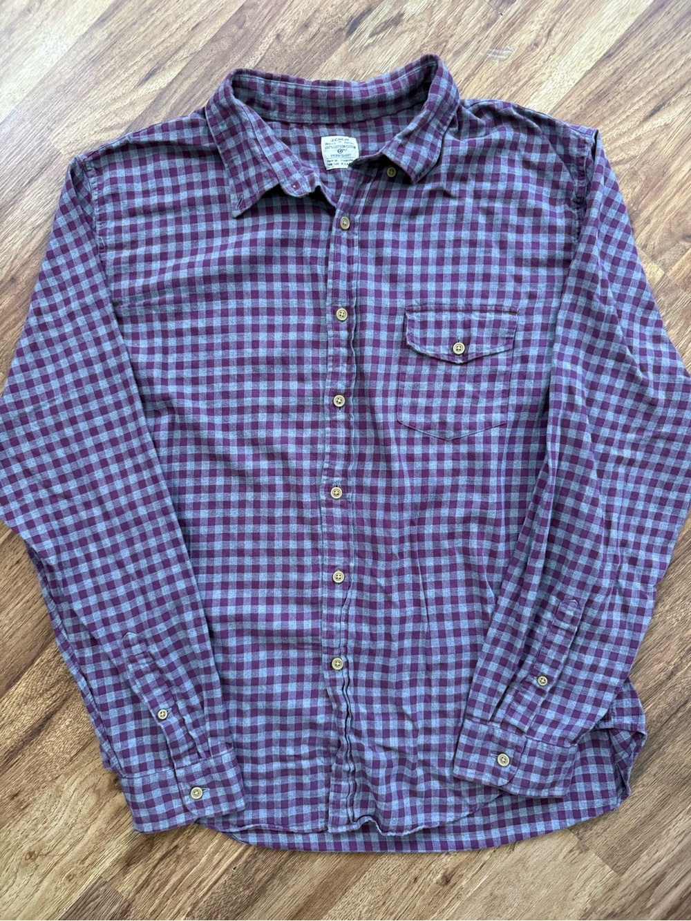 J. Crew Men's Purple and Gray Plaid Button-Down Shirt